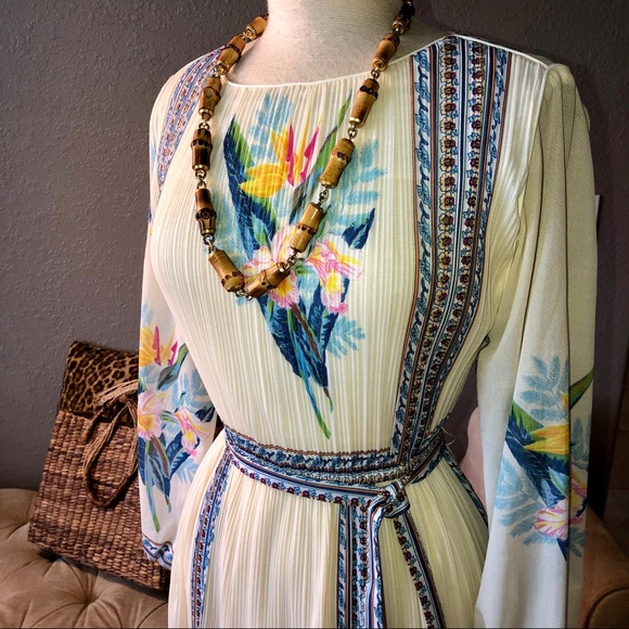 Vintage 70’s HAL FERMAN Boho Asian floral Dress - Picture 3 of 7